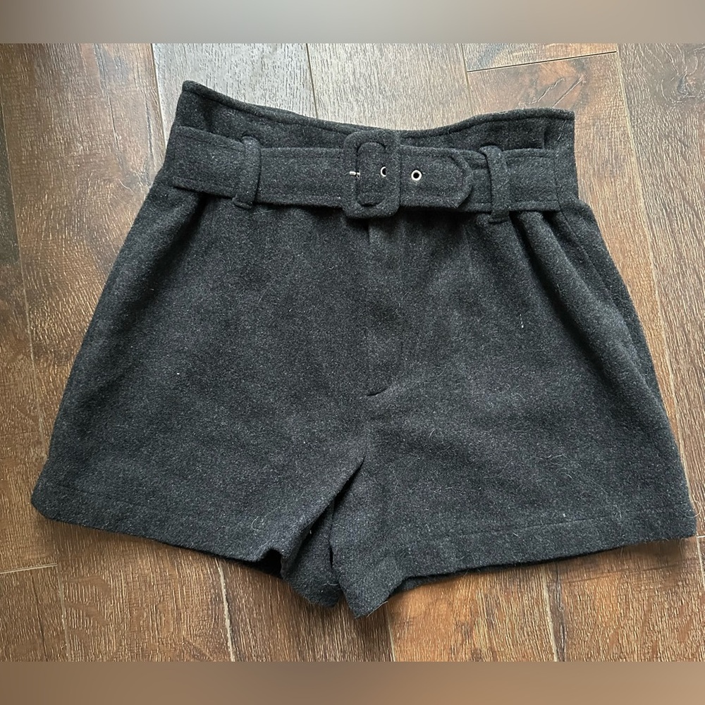 N&B Collection High Waist Wool Blend Shorts